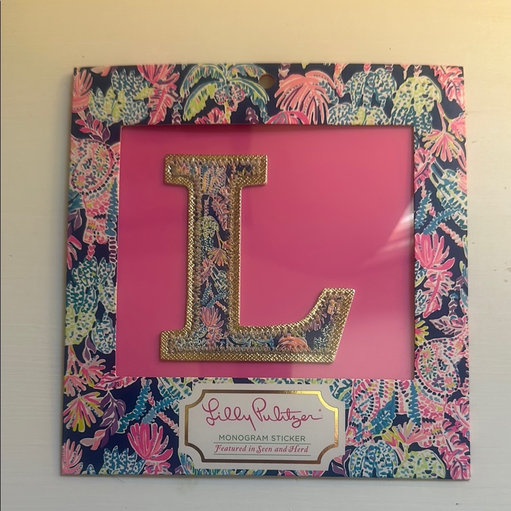 Lilly Pulitzer Gold and Pink Monogram Sticker